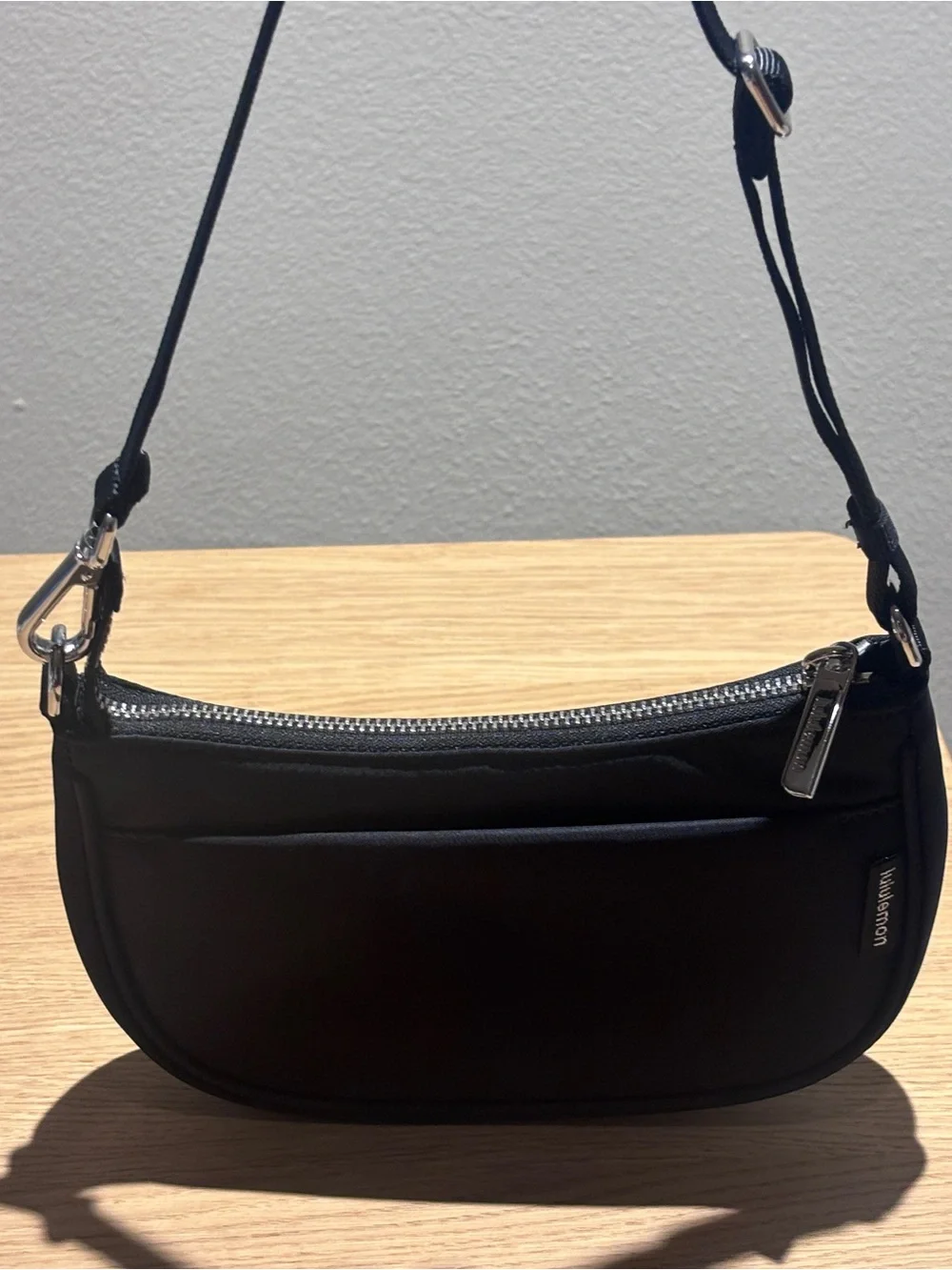 lululemon athletica Black Shoulder Bag with Silver Logo